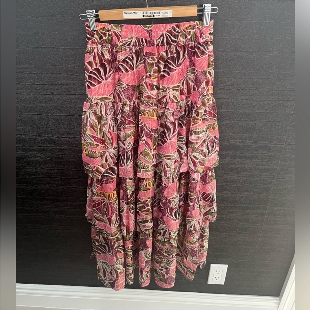 Saks Fifth Avenue Pink Leaf Maxi skirt